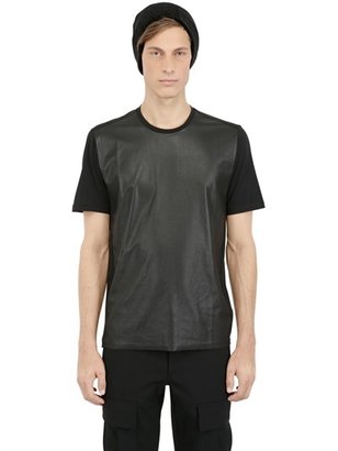 Neil Barrett Faux Leather & Cotton T-Shirt