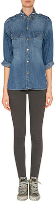 Current/Elliott Ankle Skinny Jeans with Studs in Licorice