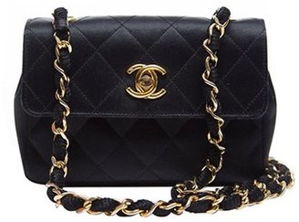 Chanel Pre-owned: black quilted satin vintage mini flap bag