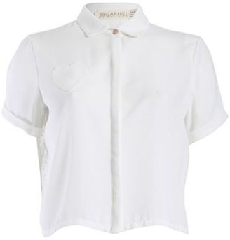 Sugarhill Boutique Cream abby cropped lace blouse