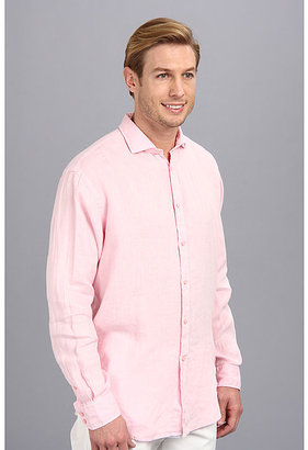 Thomas Dean & Co. Pink Linen Button Down L/S Sport Shirt