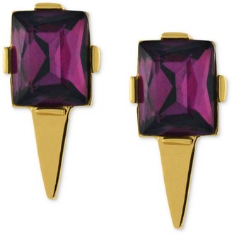 Vince Camuto Earrings, Gold-Tone Amethyst-Colored Stone Pointed Bottom Stud Earrings