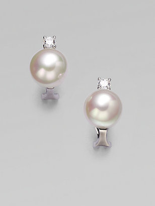 Majorica 12MM Round White Pearl Stud Earrings