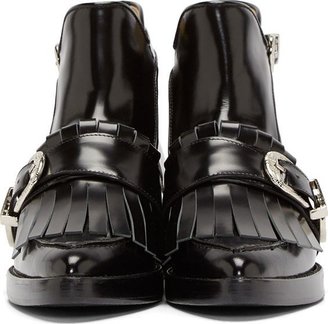 Toga Pulla Black Leather Tassel Polido Ankle Boots