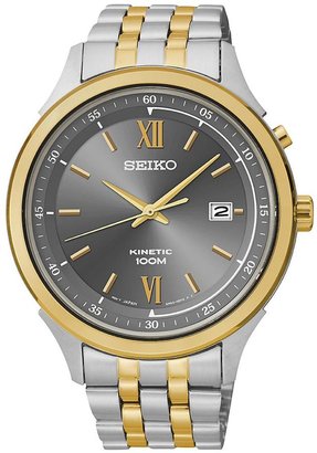 Seiko Stainless Steel and Gold-plated Two-Tone Kinetic Mens Watch