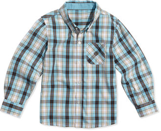 Andy & Evan Two-Tone Plaid Poplin Button Shirt, Brown/Light Blue