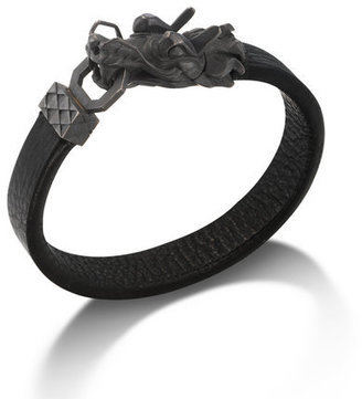 John Hardy NAGA  Black Finish Dragon Head Bracelet with Black Leather Strap