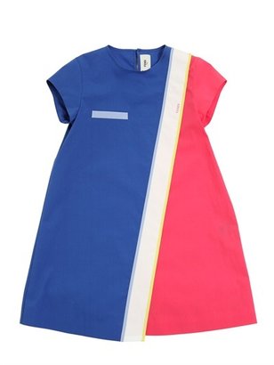 Fendi Color Block Cotton Poplin Dress