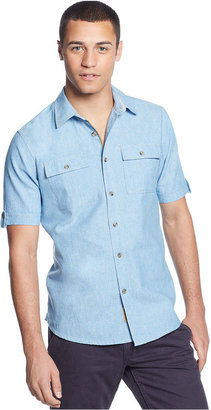 Sean John Big & Tall Short-Sleeve Linen-Blend Shirt