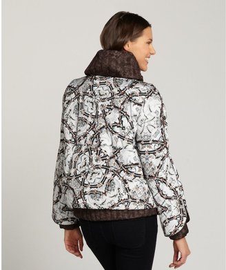 Moncler white floral 'Fiest' ribbed down filled coat