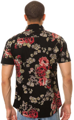 Elwood The Floral SS Buttondown Shirt in Black & Red