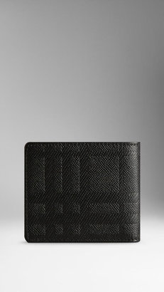 Burberry Embossed Check Leather Folding Wallet