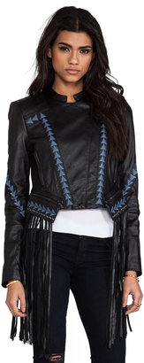 BCBGMAXAZRIA Grant Fringe Leather Jacket