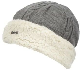 Mantaray Grey cable knitted fleece trim beanie hat
