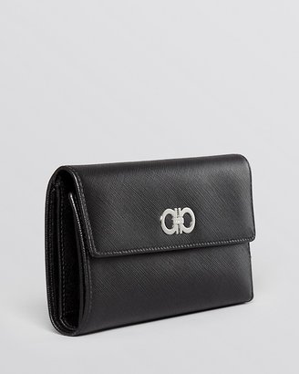 Ferragamo Wallet - Gancini Icona Vitello Tissu Soft Large Flap Bi-Fold