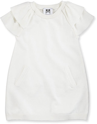 Milly Minis Ruffled Raglan Tunic Dress, White, Girls' 8-12