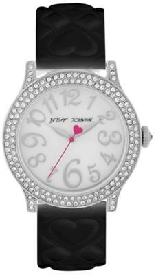 Betsey Johnson Ladies silver-case silver dial quilted strap watch