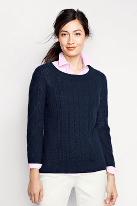 Lands' End Women's Lofty Cable Crewneck Sweater