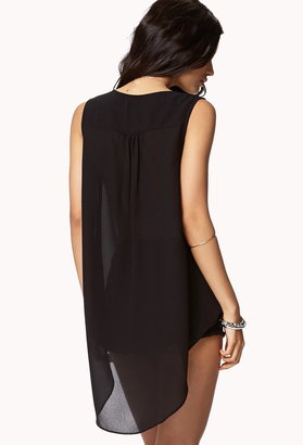 Forever 21 Contemporary Spiked Shoulder High-Low Top