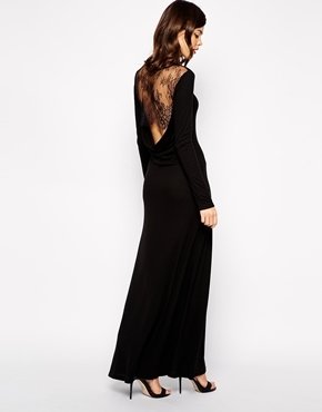 BCBGMAXAZRIA Maxi Dress with Cowl Back - Black