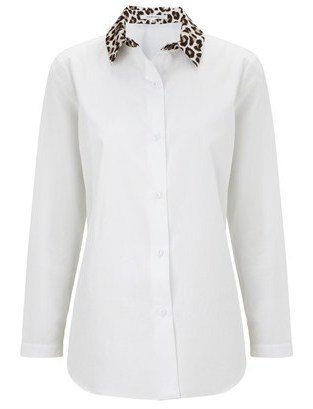 Carven White Cotton Leopard Collar Shirt