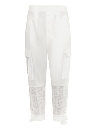 Yohji Yamamoto REGULATION Embroidered linen cropped trousers
