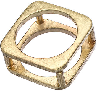 Blu Bijoux Gold Double Square Rings