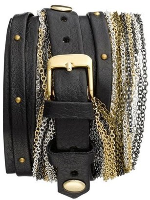 La Mer 'Venice' Leather & Chain Wrap Bracelet Watch, 30mm x 23mm