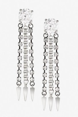 French Connection Crystal stud chain drop earrings