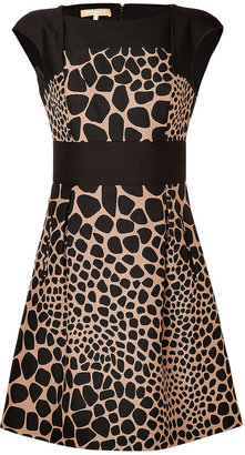 Michael Kors Wool Animal Print Fit and Flare Dres