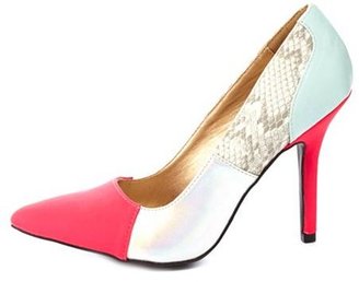 Qupid Color Block Pointed Toe Pumps