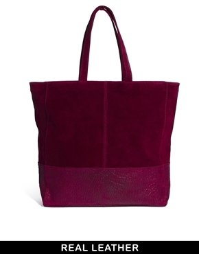 ASOS Leather Tote Bag With Embossed Snake Panel