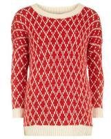 Dorothy Perkins Womens Red cross hatch hairy jumper- Red