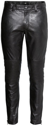 H&M Leather Biker Pants - Black - Men