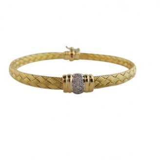 Roberto Coin excellent (EX 18K Yellow Gold .24tcw 5mm Pave Diamond Station Woven Silk Bracelet