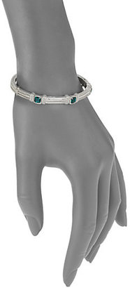 Judith Ripka La Petite Green Quartz & Sterling Silver Three-Stone Bangle Bracelet