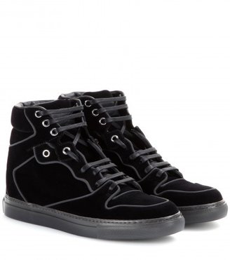 Balenciaga Flocked Leather High-top Sneakers