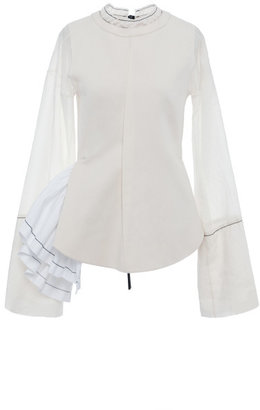 Marni Cover Lino Co Long Sleeve Crew Neck Shirt Beige/White