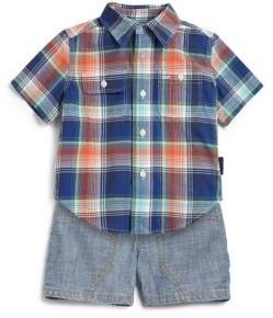 Ralph Lauren Infant's Two-Piece Plaid Shirt & Denim Shorts Set