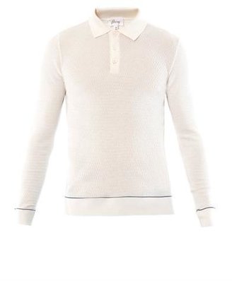 Brioni Wool and silk blend polo top