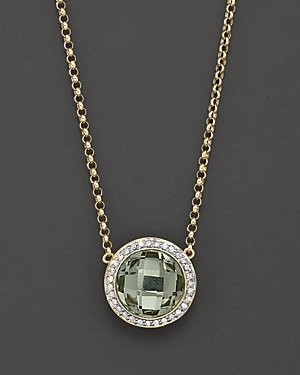 Bloomingdale's Smoky Topaz and Diamond Round Pendant Necklace, 16 - 100% Exclusive