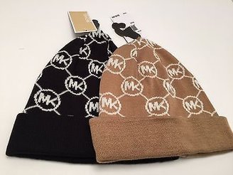 Michael Kors Woman's Winter Hat *Beanie *Black~Camel* One Size Fits Most New