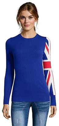 C3 Collection blue and red cashmere 'Union Jack' crewneck sweater