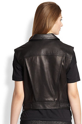 Rag and Bone 3856 Rag & Bone Trucker Perforated-Panel Leather Vest