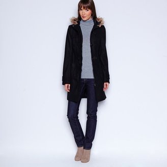 La Redoute LA Long Zip-up Hooded Duffle Coat, 60% Wool
