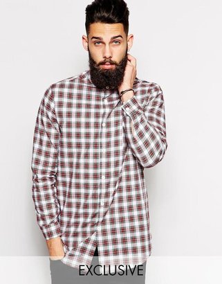 Reclaimed Vintage Longline Checked Shirt With Grandad Collar