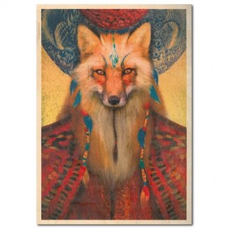 Graham and Green Tribal Fox A3 Wooden Poster