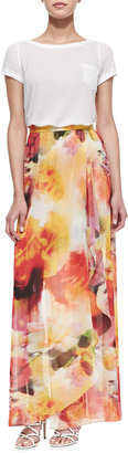 Alice + Olivia Leah Long Floral-Print Wrap Skirt