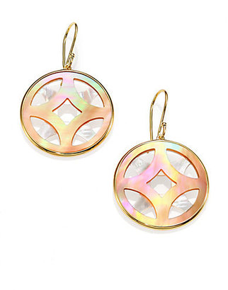 Ippolita Polished Rock Candy Brown Shell, Mother-Of-Pearl & 18K Yellow Gold Layered Drop Earrings