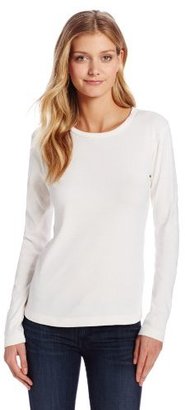 Three Dots Red Women's Classic Fit Long Sleeve Crew Neck, Gardenia, X-Large
